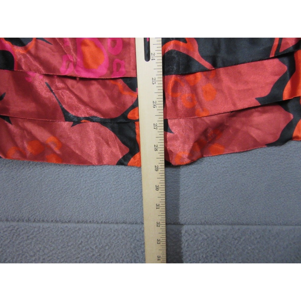 Floral Bodycon Tiered Ruffle Dress Womens 6P Petite Red Black JS Collections New - Picture 10 of 11